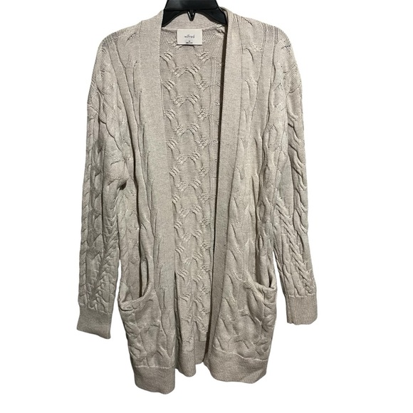 Aritzia Wilfred Merino Wool Cardigan Chunky Cable Knit XS Women’s Beige - Picture 1 of 9